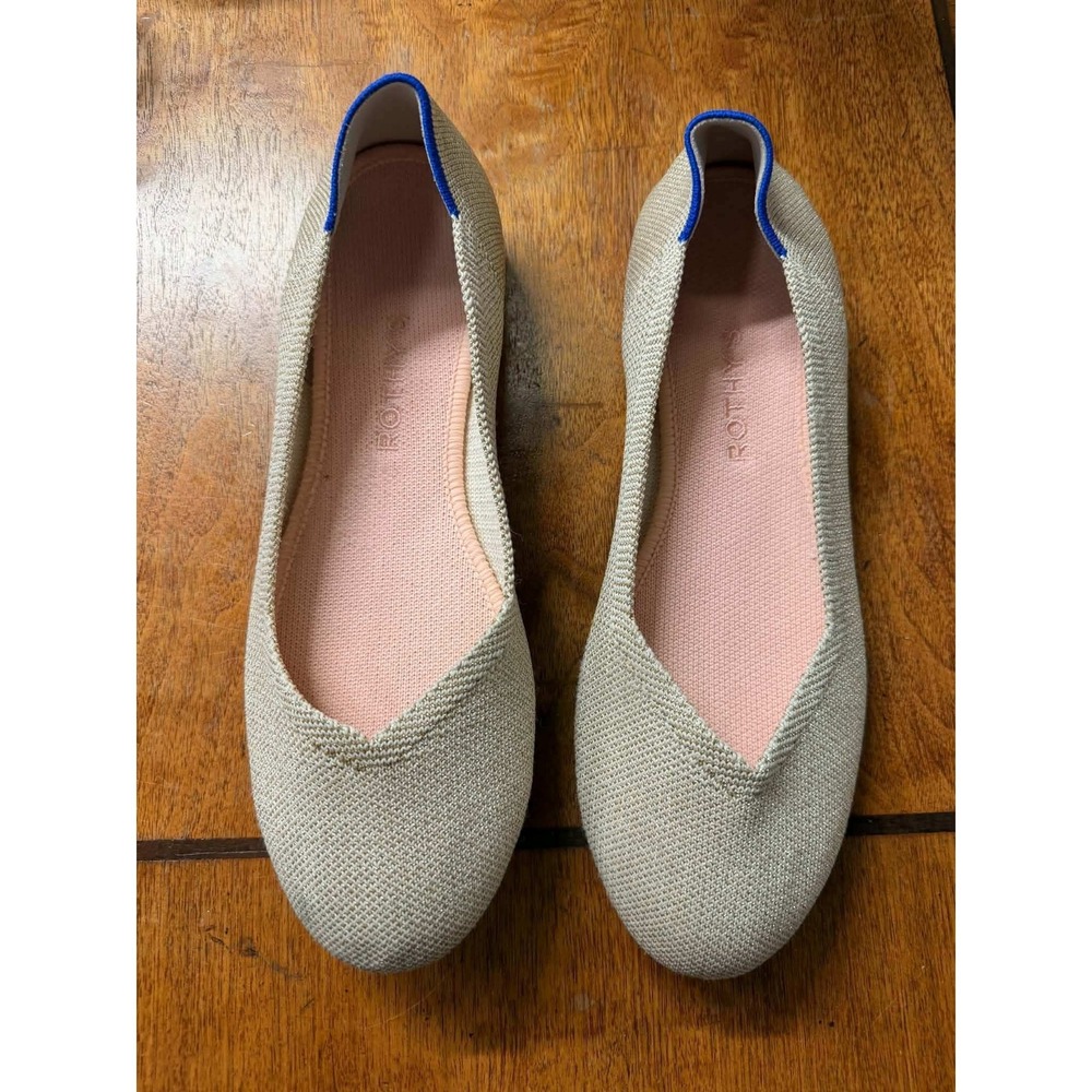 Rothy's Womens 6 Beige The Point Metallic Knit Sustainable Ballet Flats